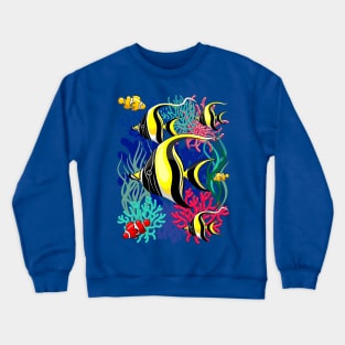 Angel Fish and Clown Fish Pattern Crewneck Sweatshirt